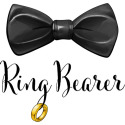 Ring Bearer- black bow tie and gold wedding ring